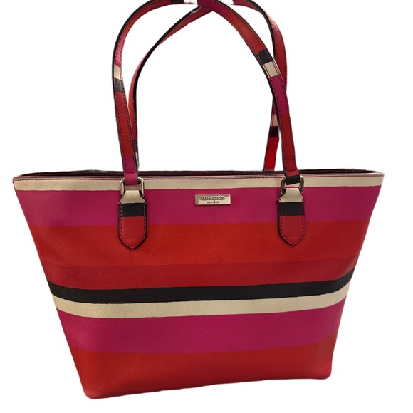 Kate Spade Multicolor Striped Tote and Matching Wallet EUC - Picture 2 of 15